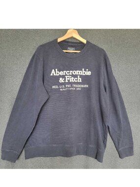 Y2K Abercrombie & Fitch Pullover Crew Neck Navy Graphic Text Long Sleeves XXL